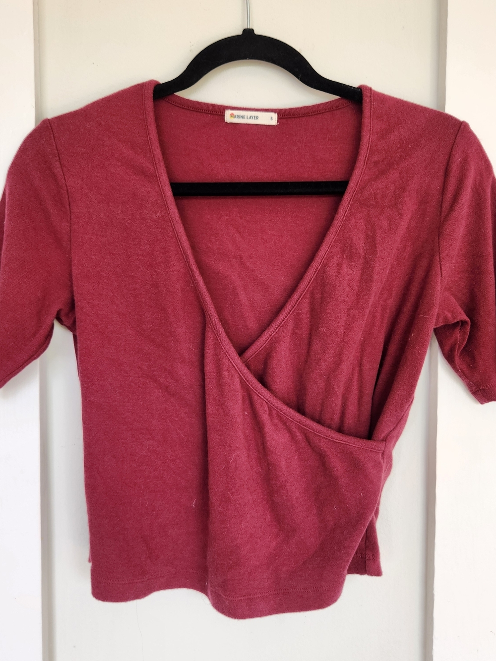 Marine Layer Bugundy Wrap Crop Top - S